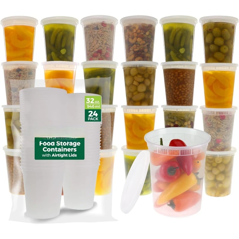 Meal Prep Containers - Contenedores de plástico con tapas para