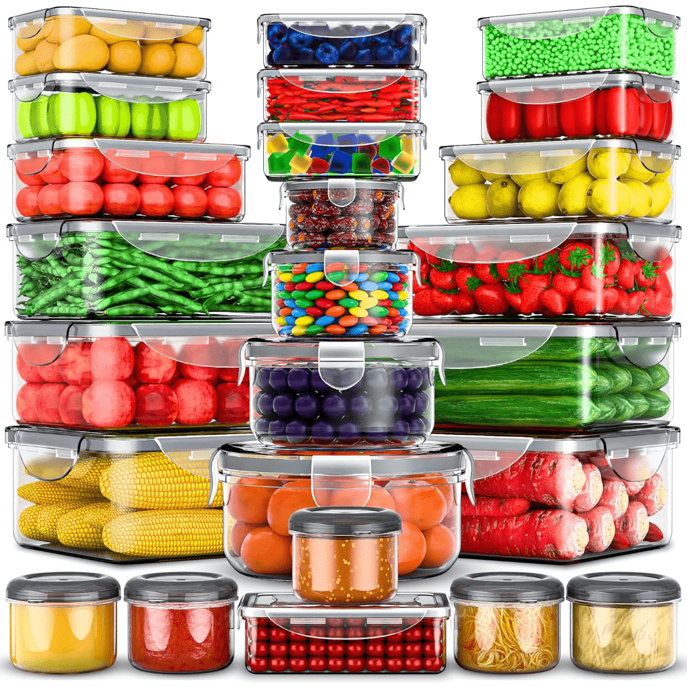 Meal Prep Jars With Lids - 50 piezas de recipientes para almacenamiento