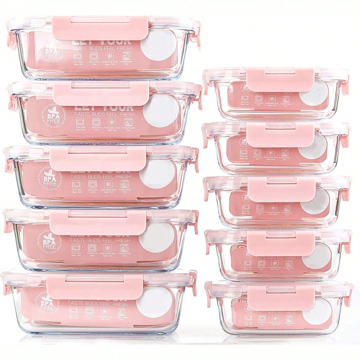 Meal Prep Jars With Lids - Paquete de 10 recipientes de vidrio