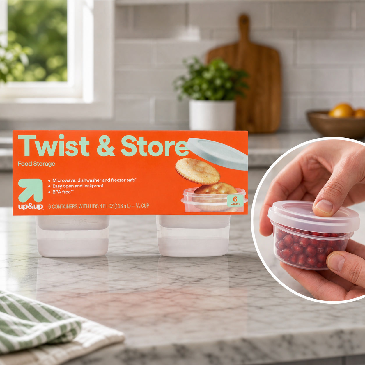 Meal Prep Containers - 6 recipientes redondos con cierre giratorio