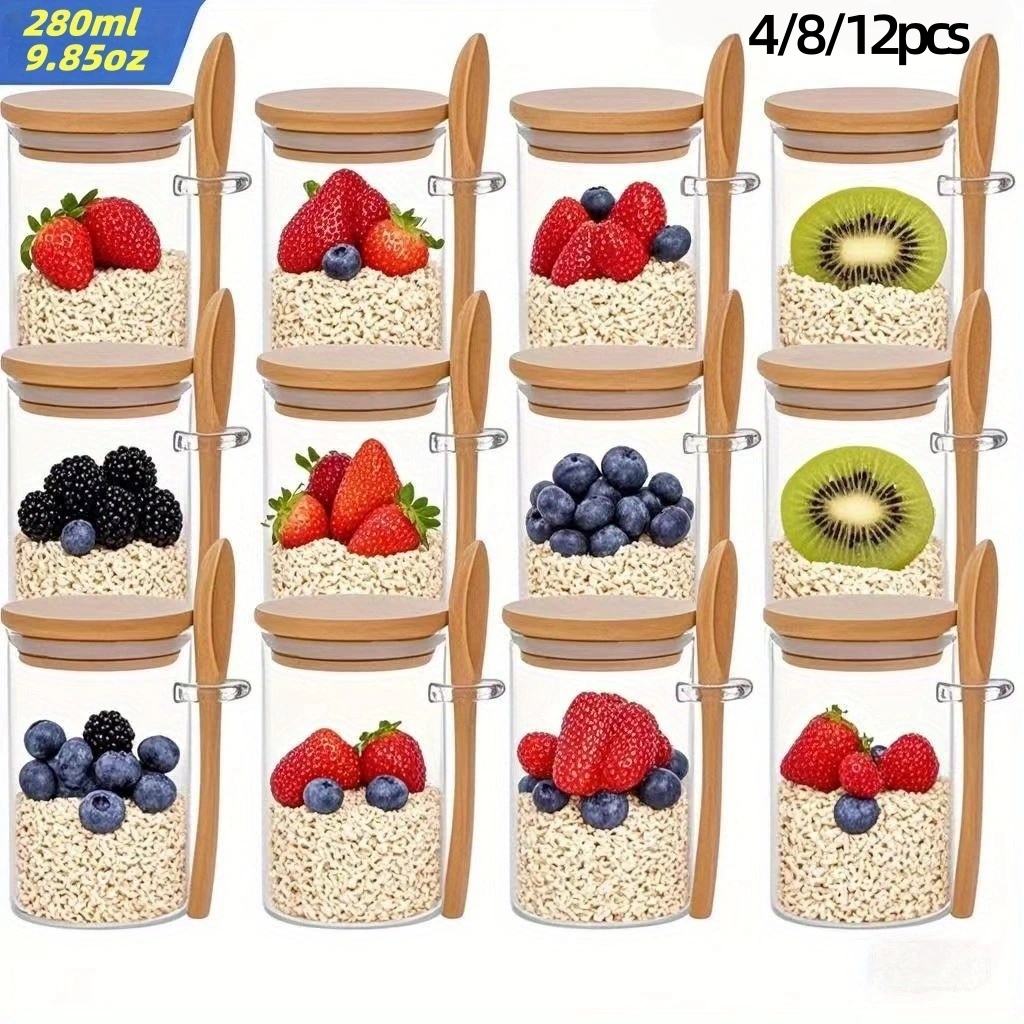 4/8/12 piezas, tazas para desa - Meal Prep Jars With Lids reseña y precio