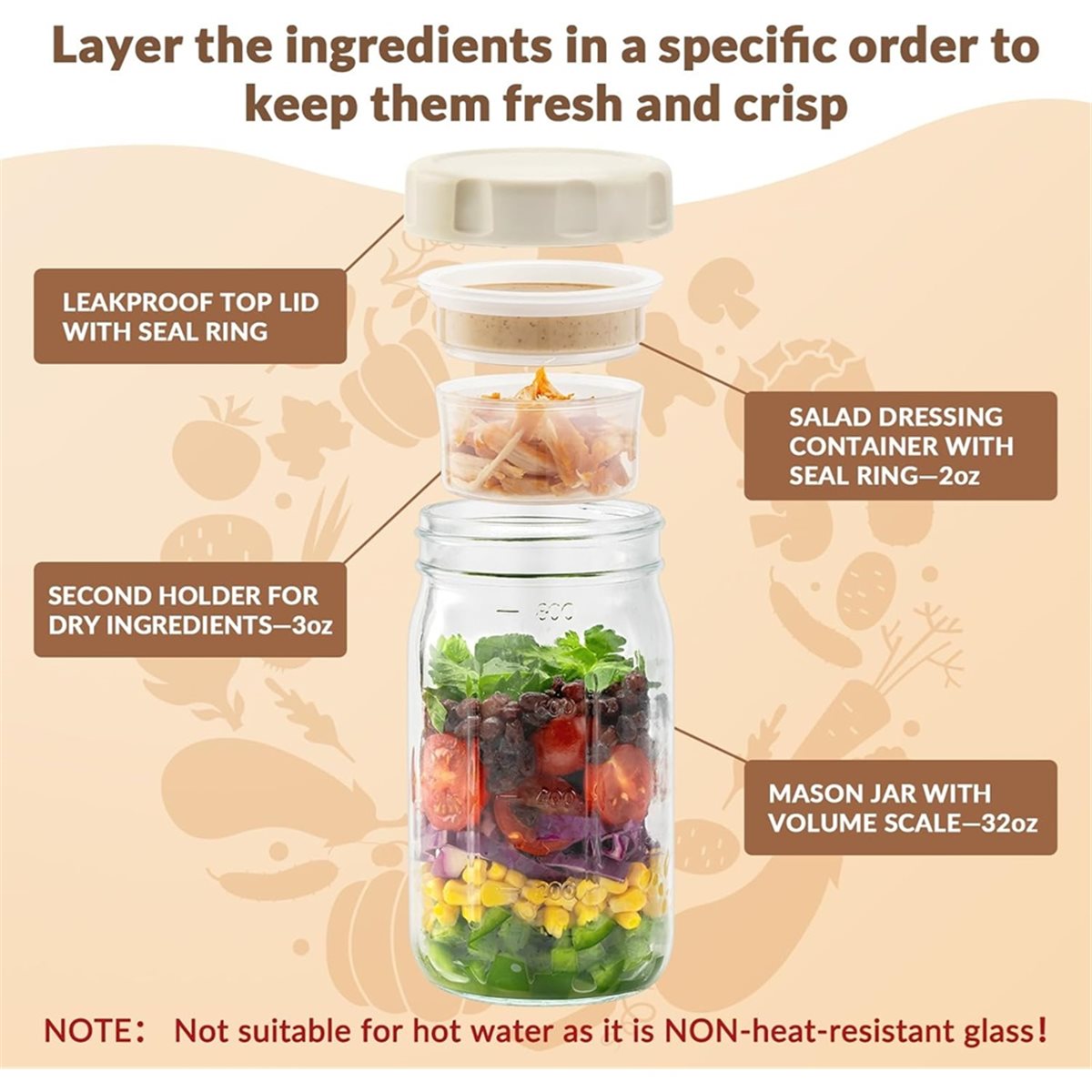 A67T NUEVO Paquete de 4 Frasco - Meal Prep Jars With Lids reseña y precio