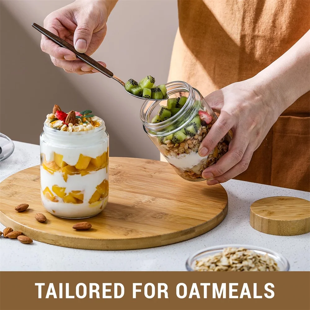 Paquete de 4 recipientes de 16 - Meal Prep Jars With Lids reseña y precio